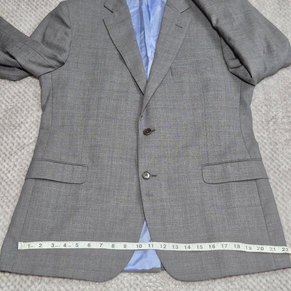 Brooks Brothers Wool Blazer 43L Checked Plaid Sport Coat Gray 2 Button Jacket - Picture 7 of 10